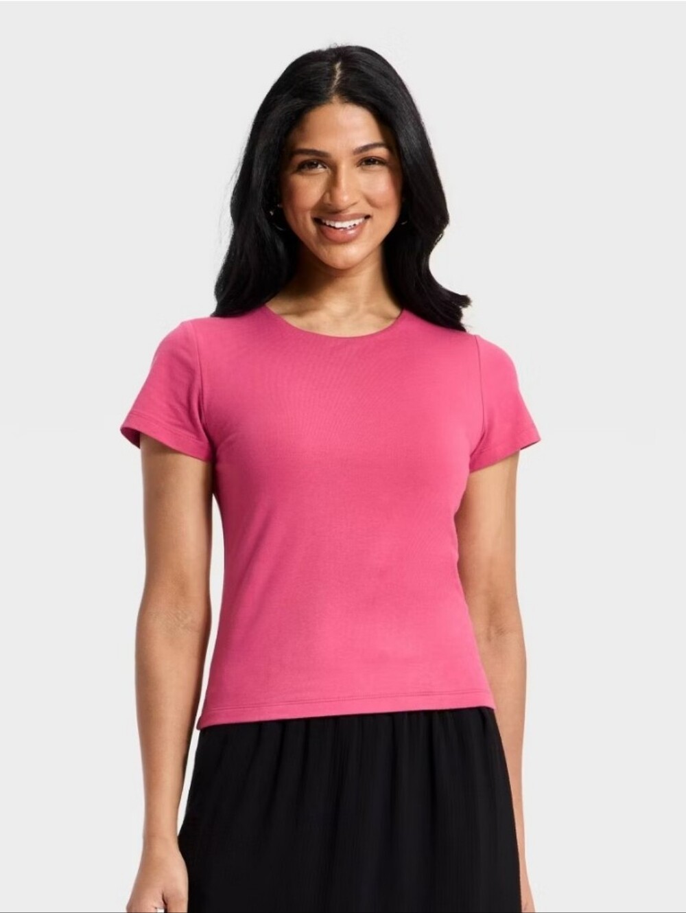 Women's Crewneck Short-Sleeve Top in Pink